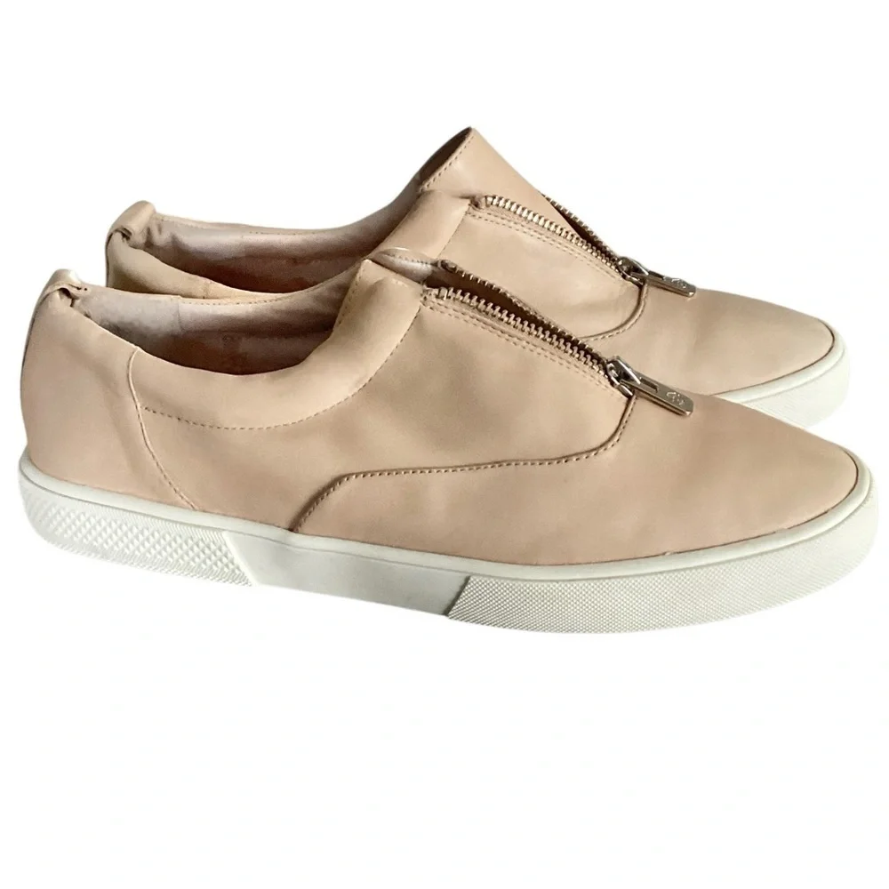 Antonio Melani Garta Suntan Beige Leather Zip Up Sneakers Women’s Size 10
